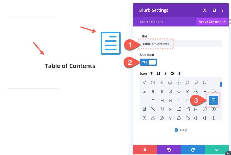 clickable table of contents