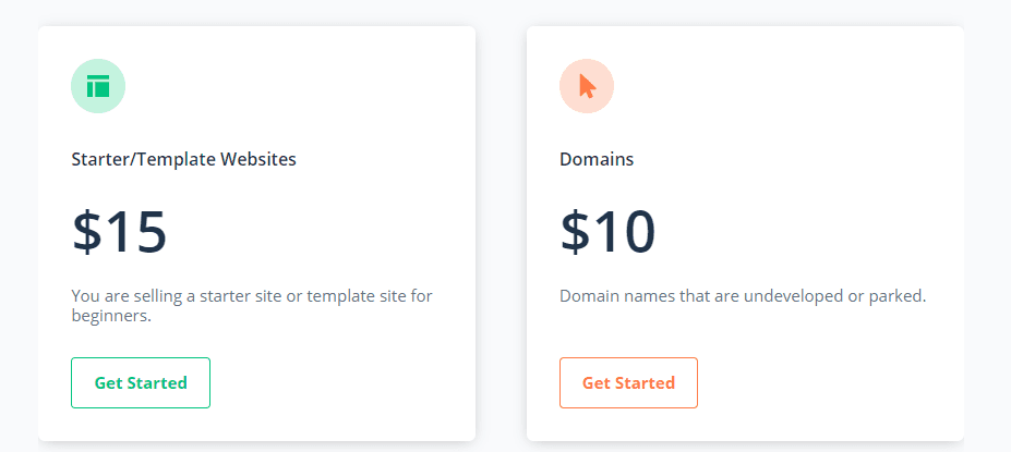 Flippa's domain listing prices.