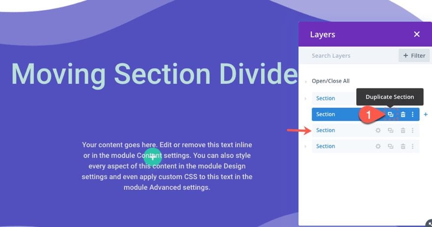 divi section divider scroll effects