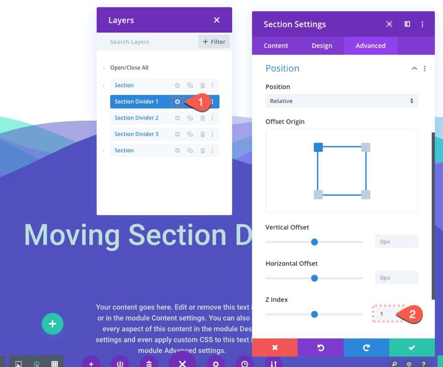 divi section divider scroll effects