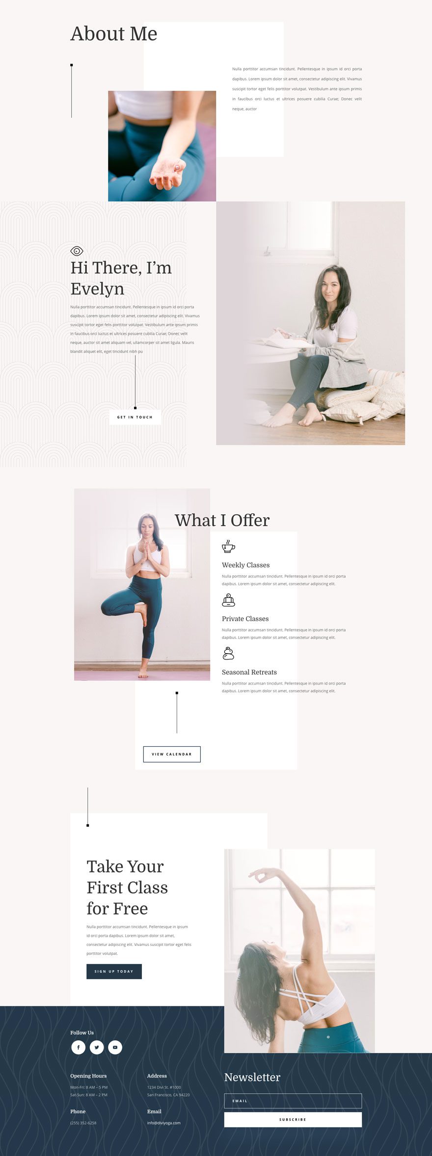 Divi yoga instructor layout