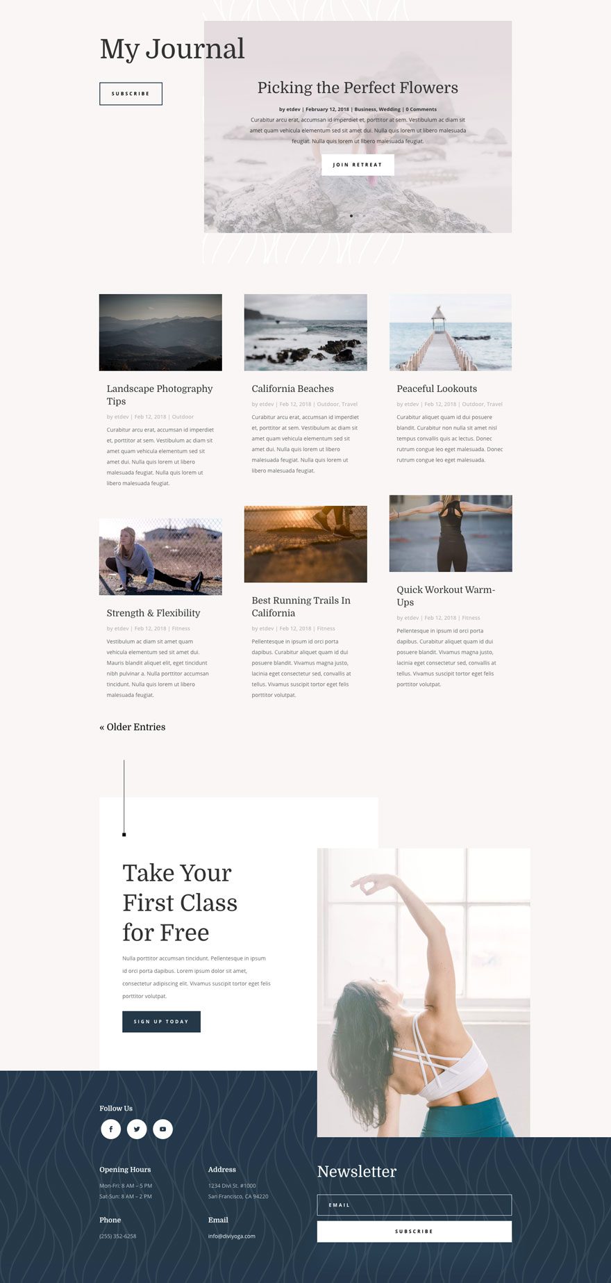 Divi yoga instructor layout