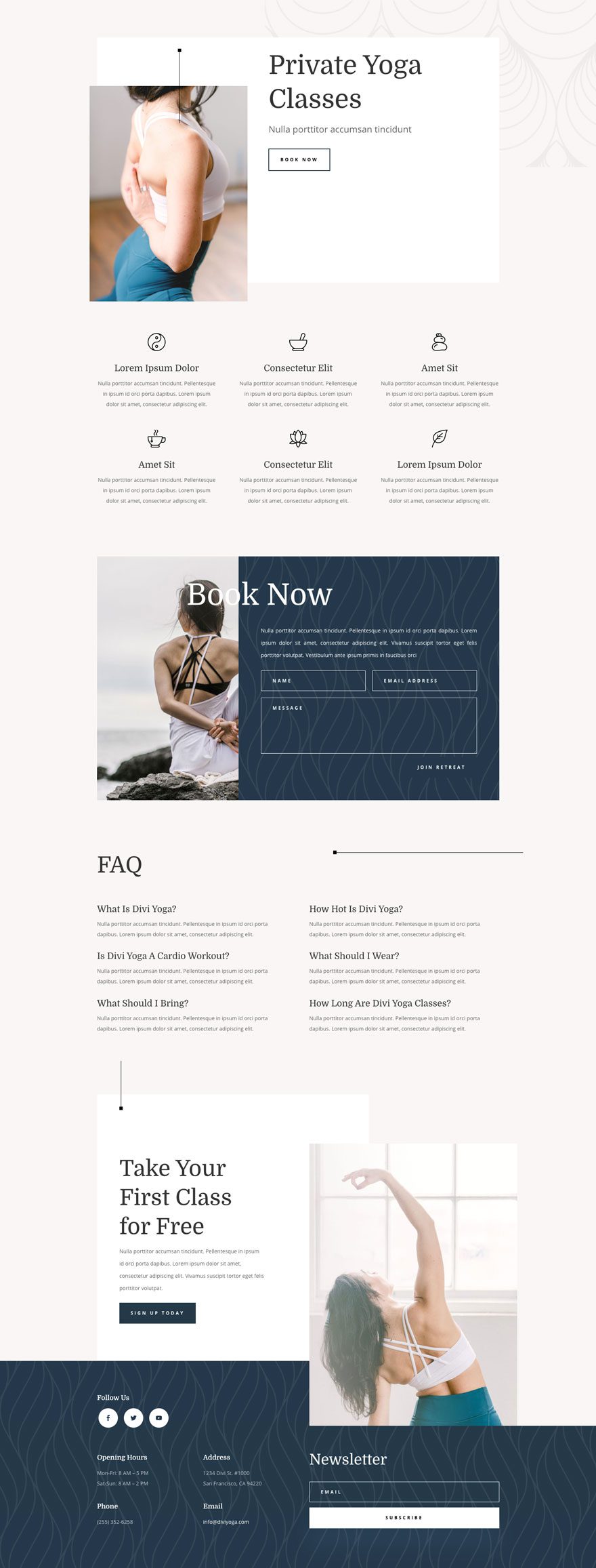 Divi yoga instructor layout