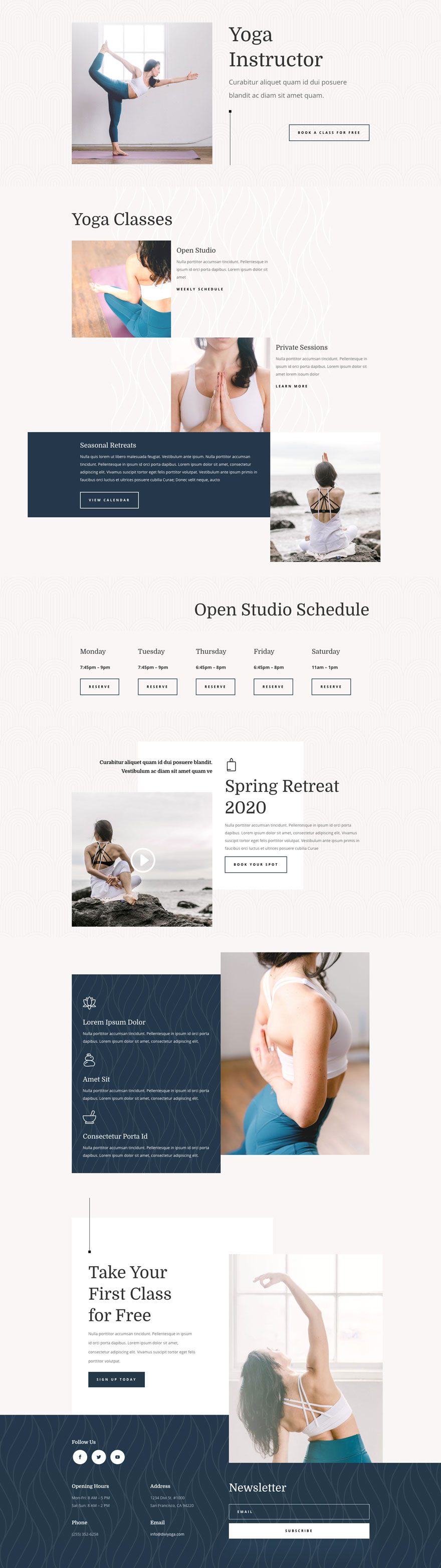 Divi yoga instructor layout