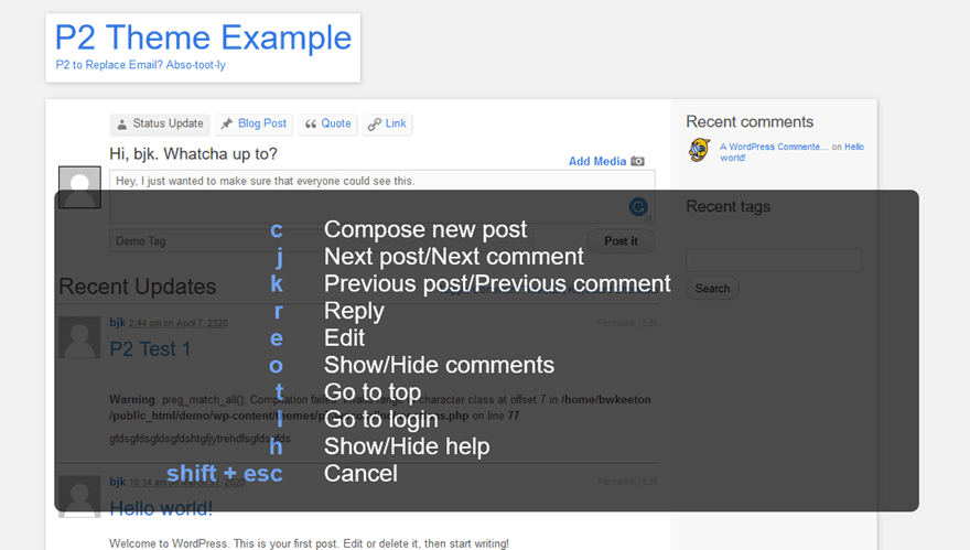 p2 classic keyboard shortcuts