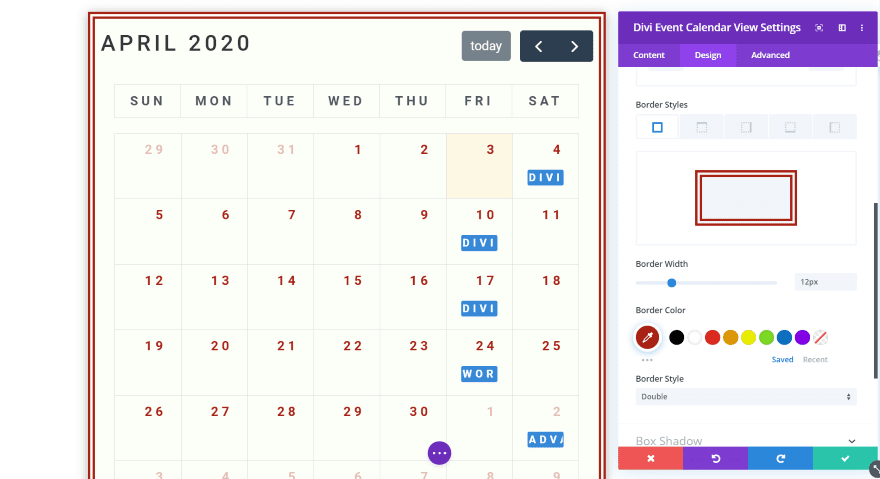 Divi Event Calendar View Module