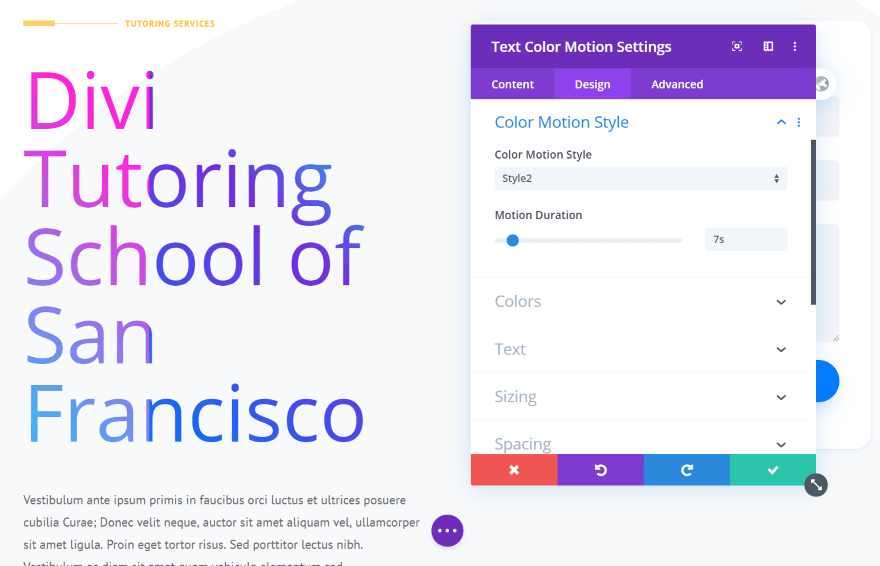 Divi Next Texts Text Color Motion