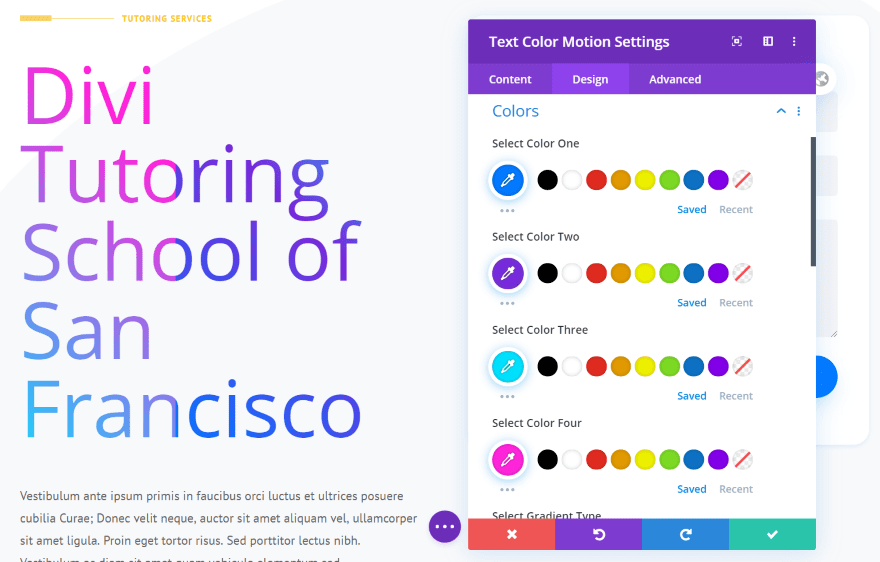 Divi Next Texts Text Color Motion