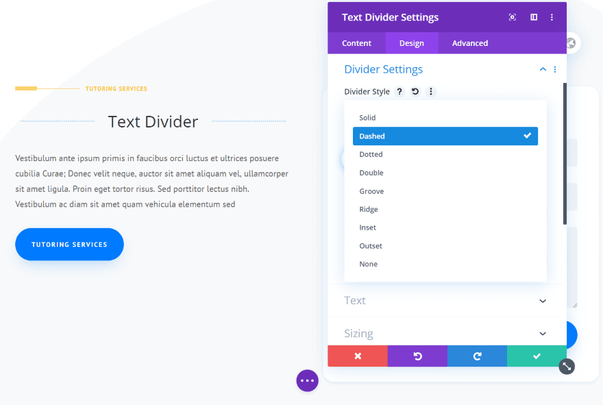 Divi Next Texts Text Divider