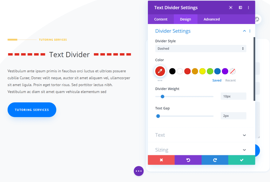 Divi Next Texts Text Divider