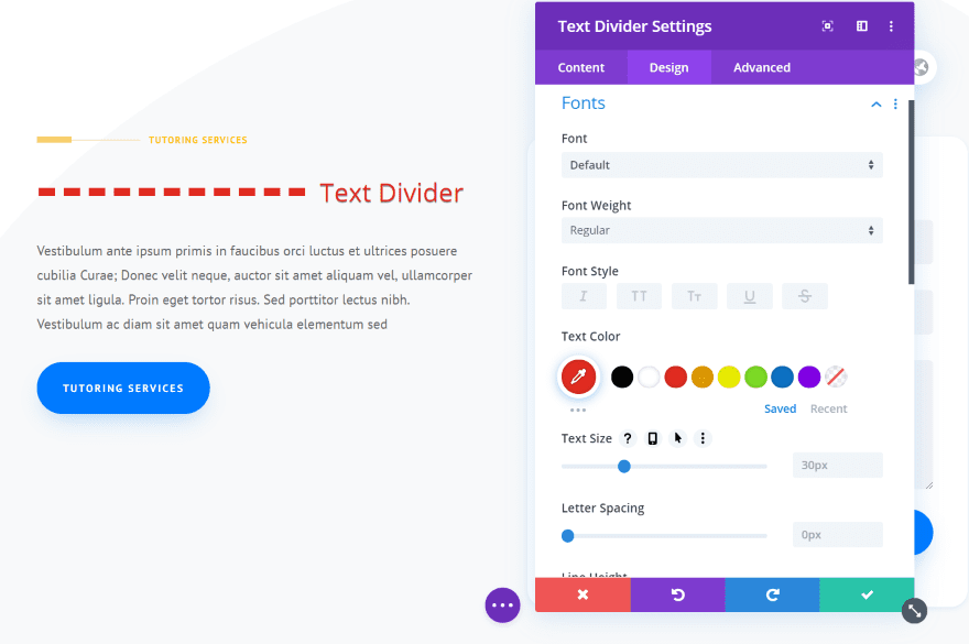 Divi Next Texts Text Divider