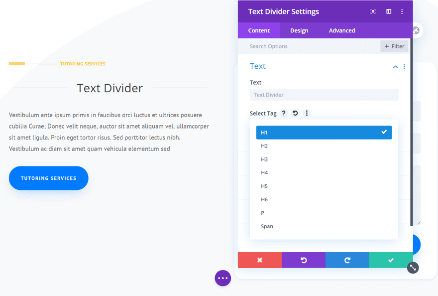 Divi Next Texts Text Divider