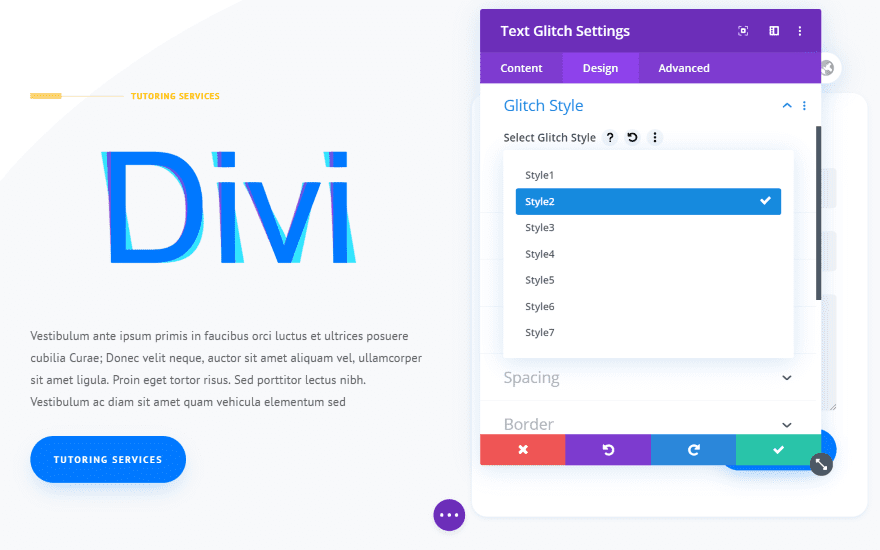 Divi Next Texts Text Glitch