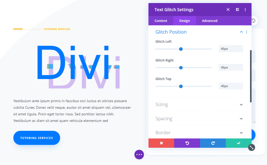 Divi Next Texts Text Glitch