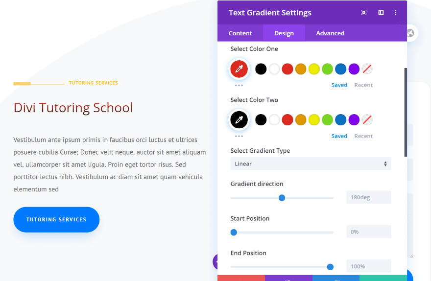 Divi Next Texts Text Gradient