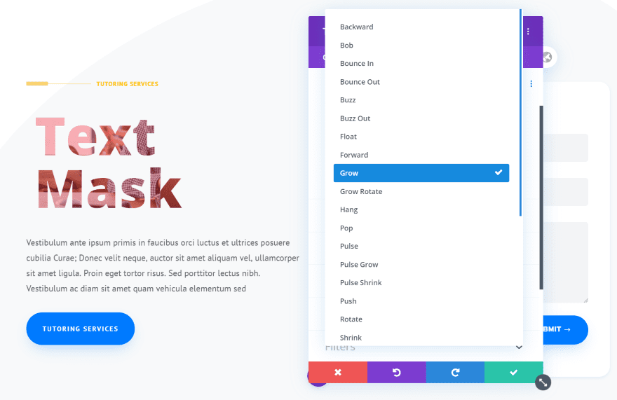 Divi Next Texts Text Mask