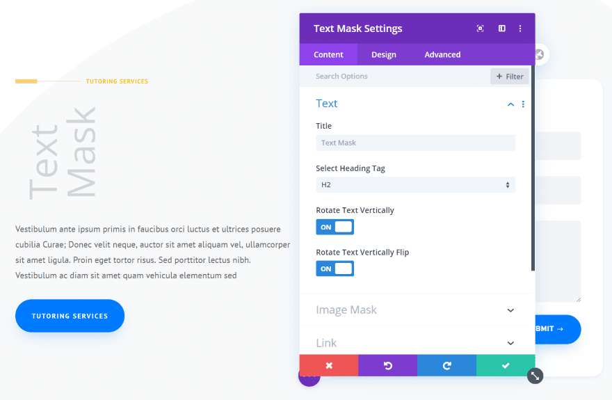 Divi Next Texts Text Mask