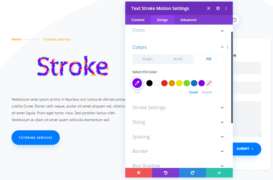 Divi Next Texts Text Stroke Motion