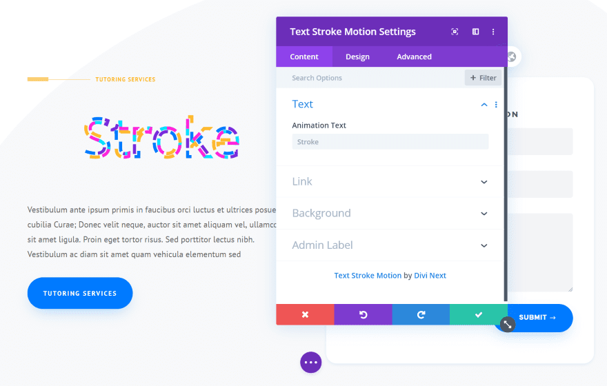 Divi Next Texts Text Stroke Motion