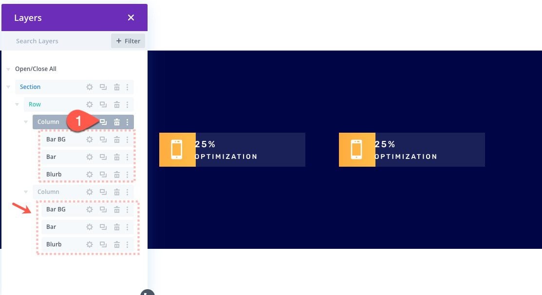 divi bar counters with scroll effects