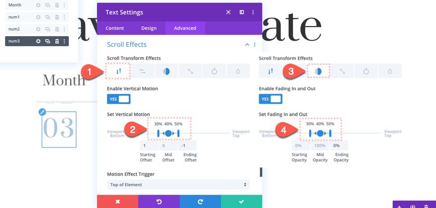 divi scroll animated number counters