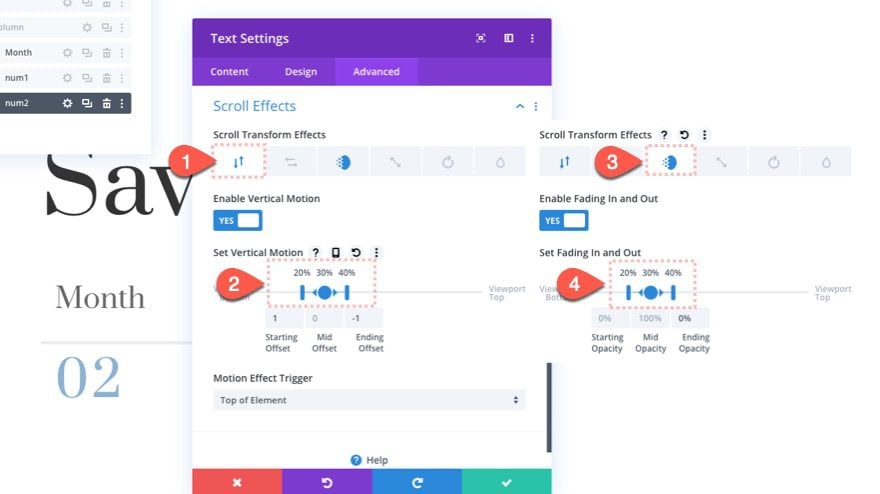 divi scroll animated number counters