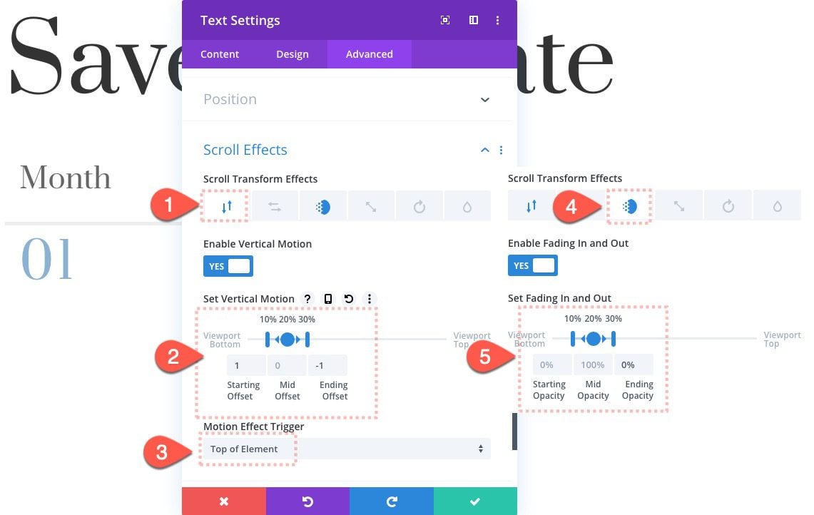 divi scroll animated number counters