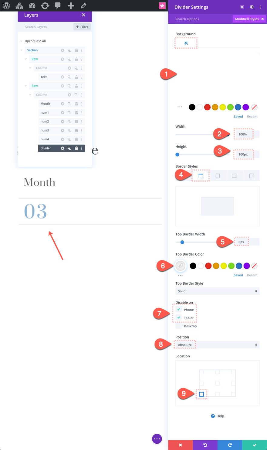 divi scroll animated number counters