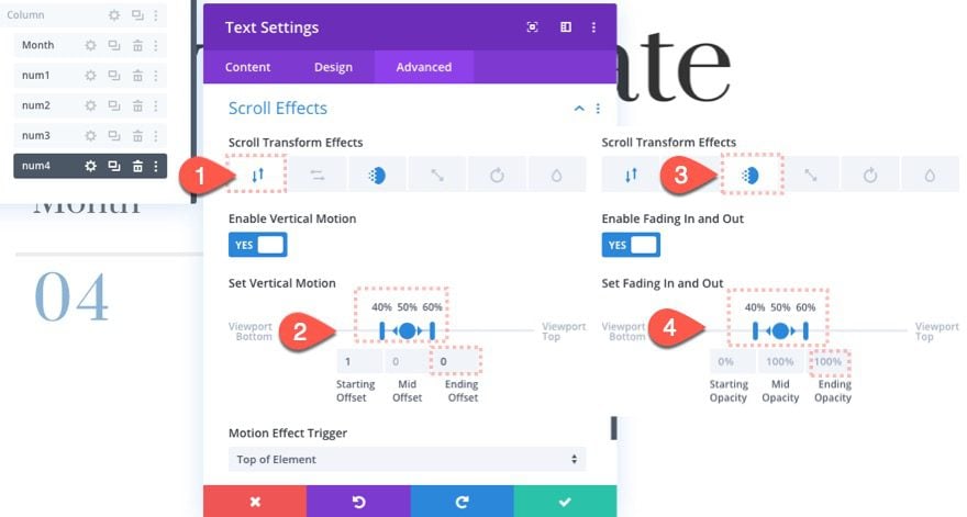 divi scroll animated number counters