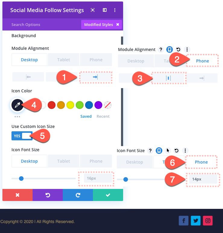 divi fixed footer bar