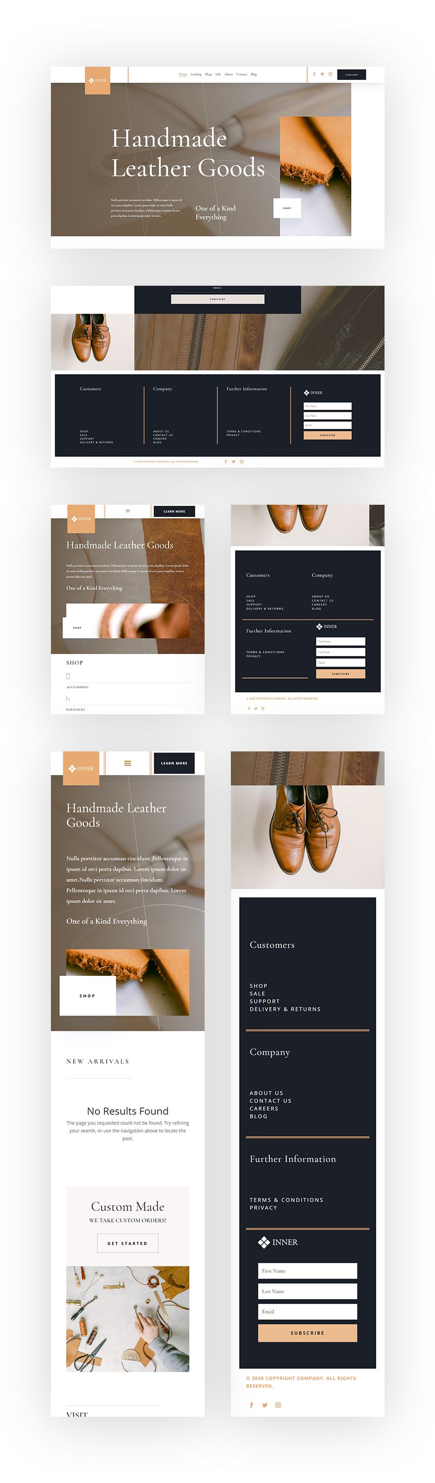 header footer template leather company layout pack
