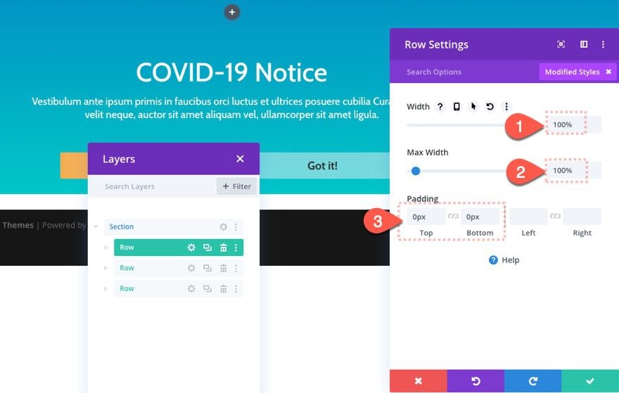 divi notification box