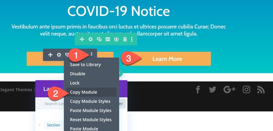 divi notification box