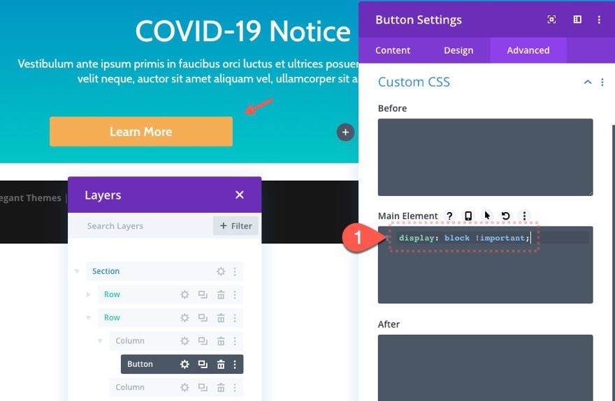 divi notification box