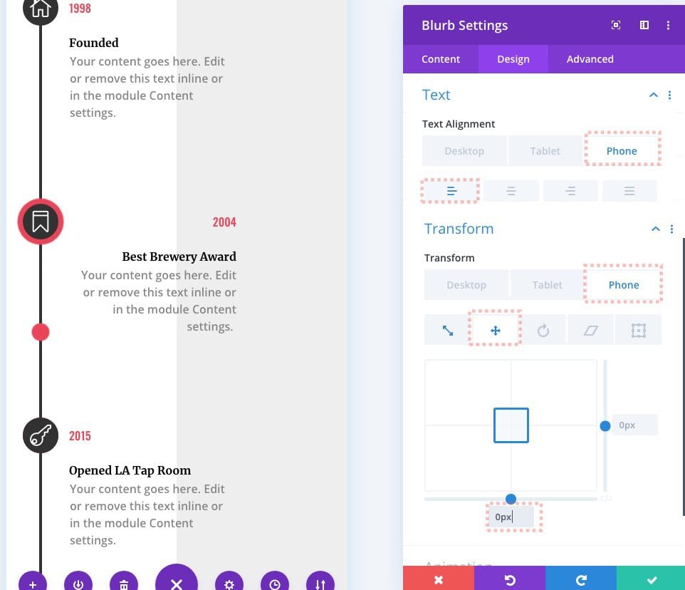 Divi Timeline Layout with Scroll Effects