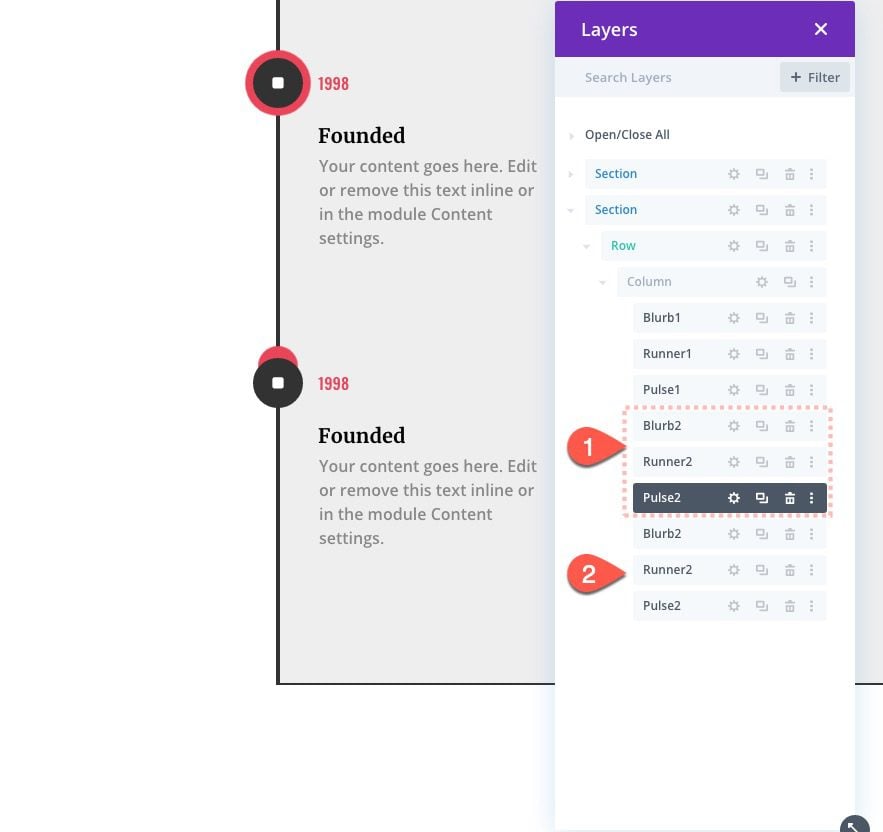 Divi Timeline Layout with Scroll Effects