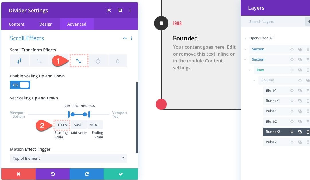 Divi Timeline Layout with Scroll Effects