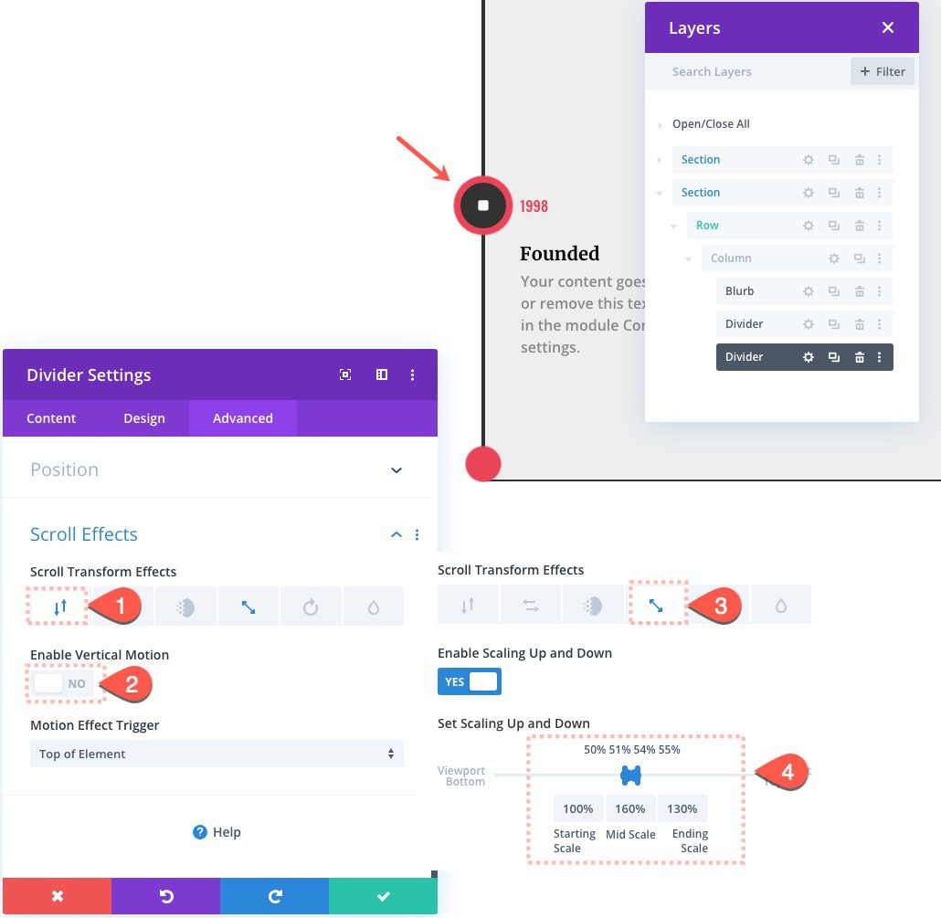 Divi Timeline Layout with Scroll Effects