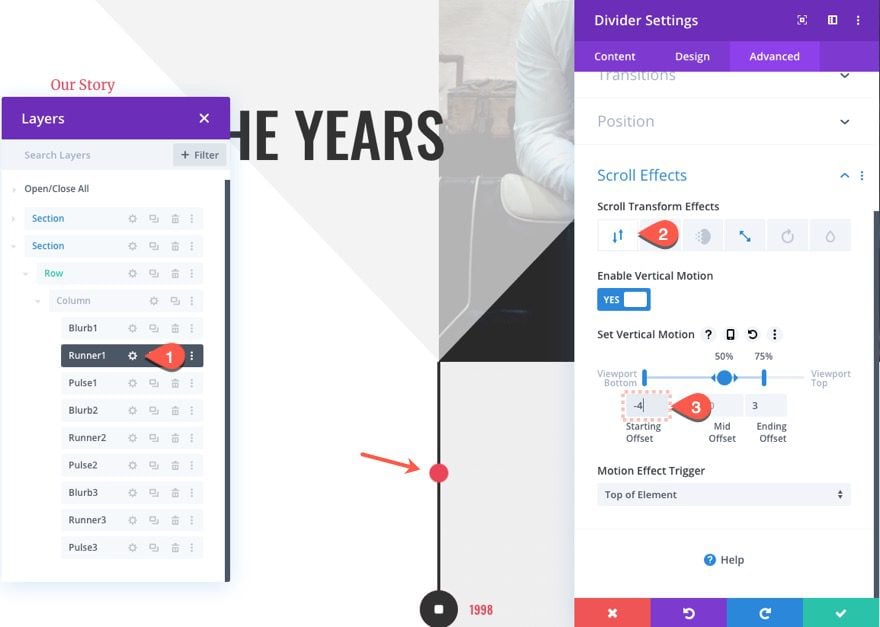 Divi Timeline Layout with Scroll Effects