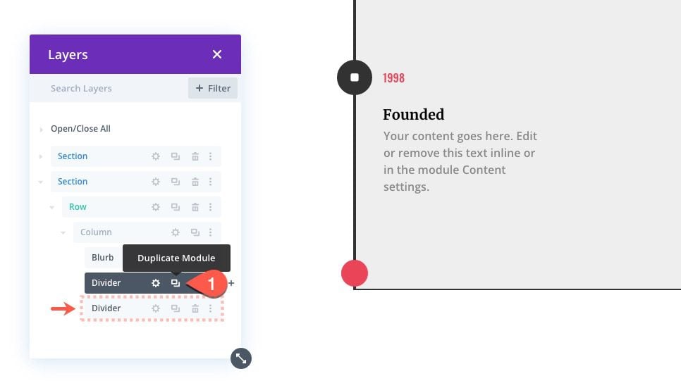 Divi Timeline Layout with Scroll Effects