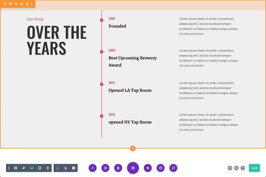 Divi Timeline Layout with Scroll Effects