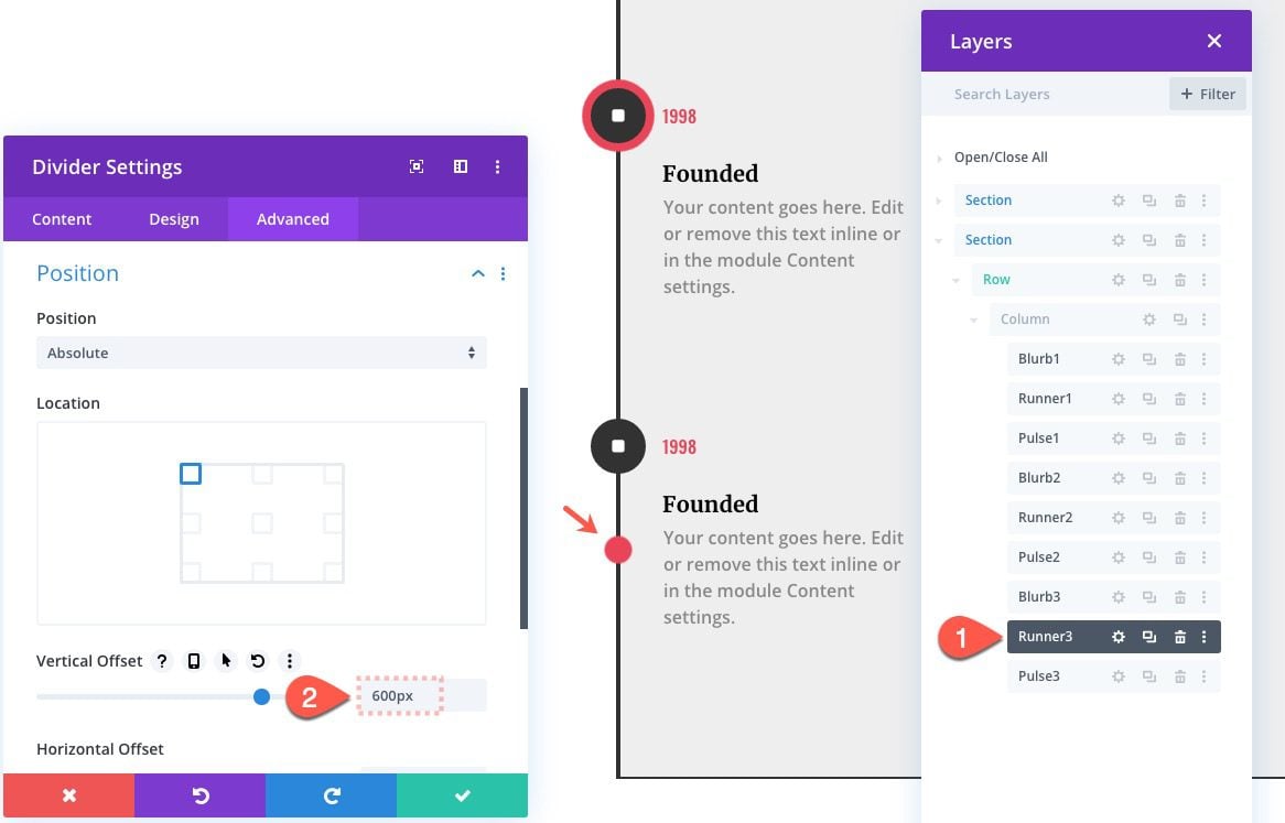 Divi Timeline Layout with Scroll Effects