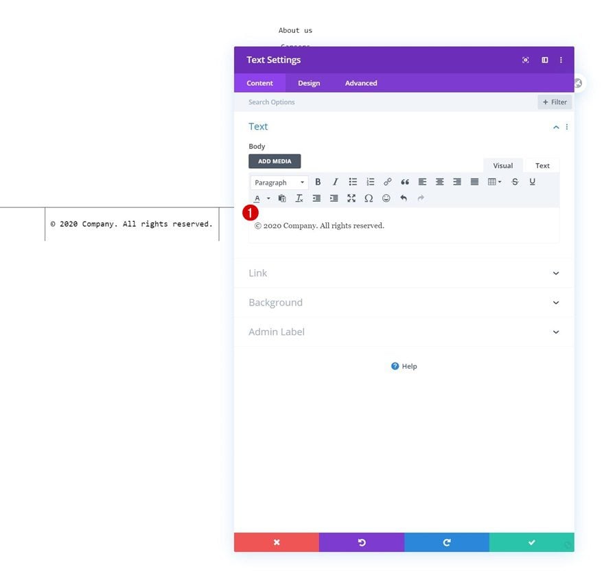 minimal header footer combo