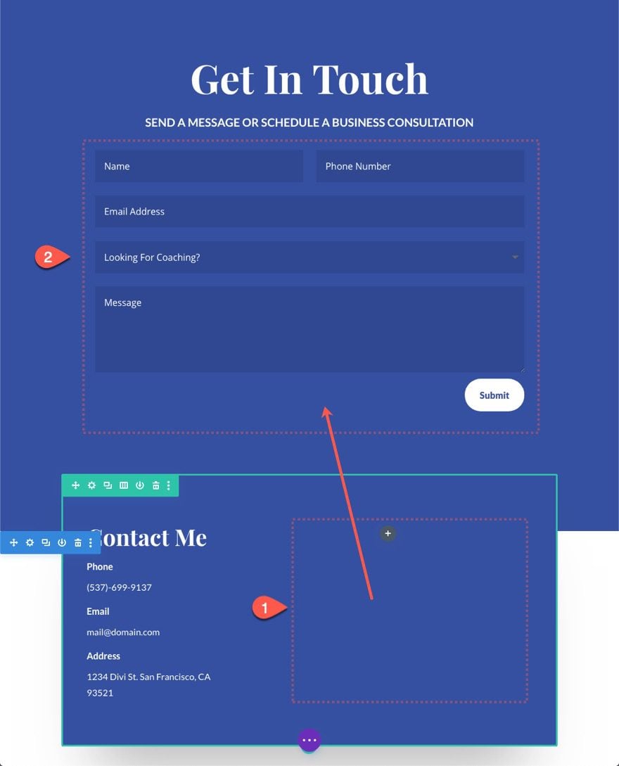 fullscreen contact form