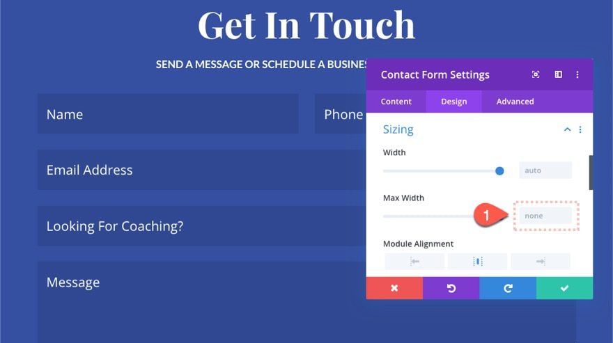 fullscreen contact form