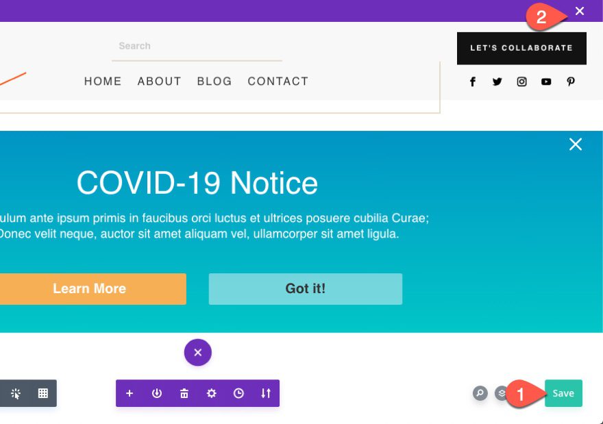 divi notification box