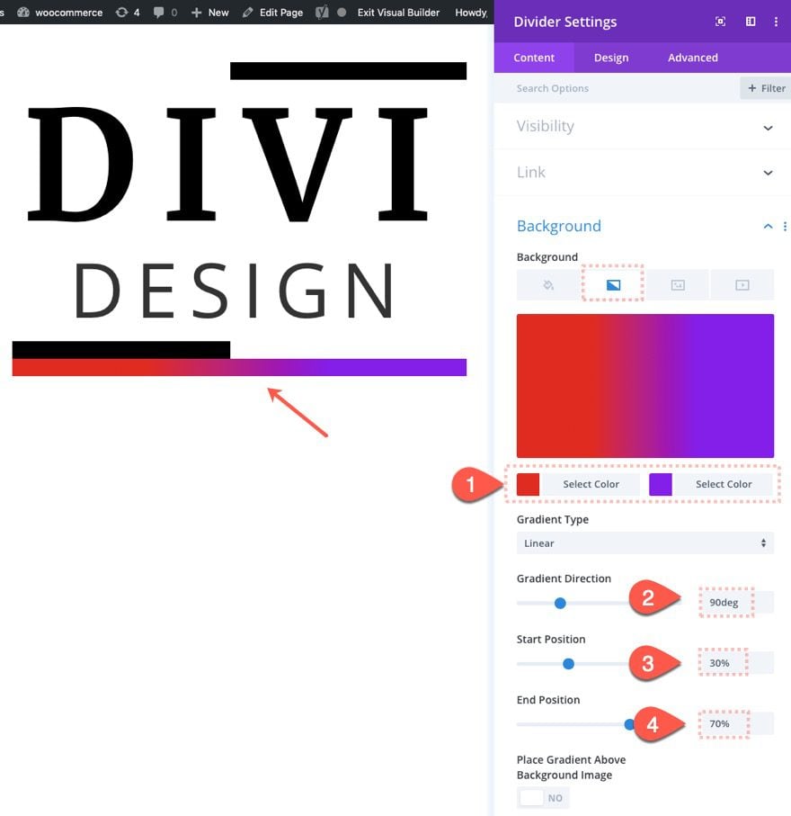 divi text background scroll effects