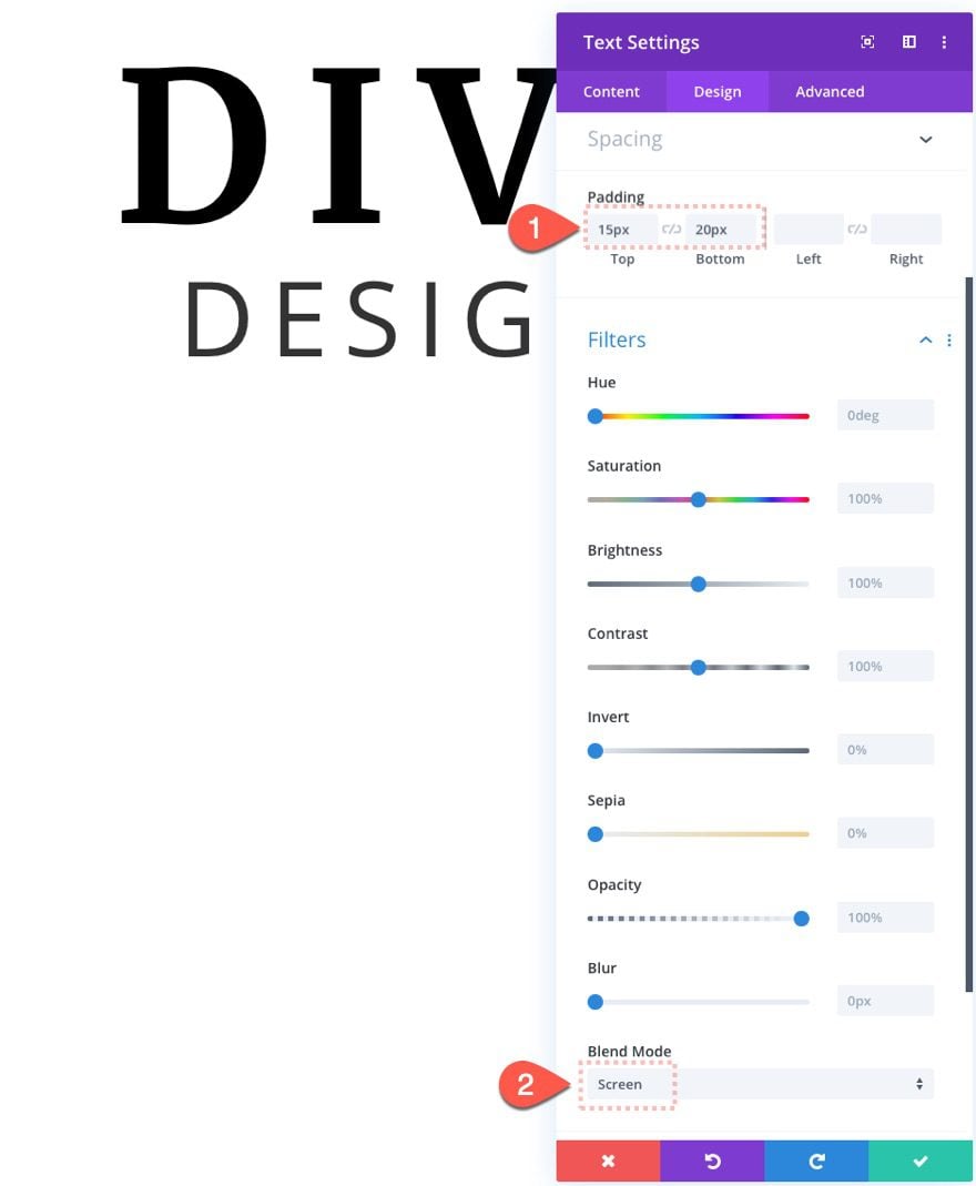 divi text background scroll effects