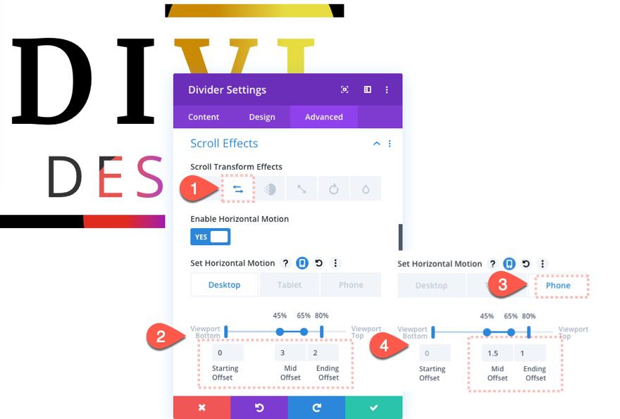 divi text background scroll effects