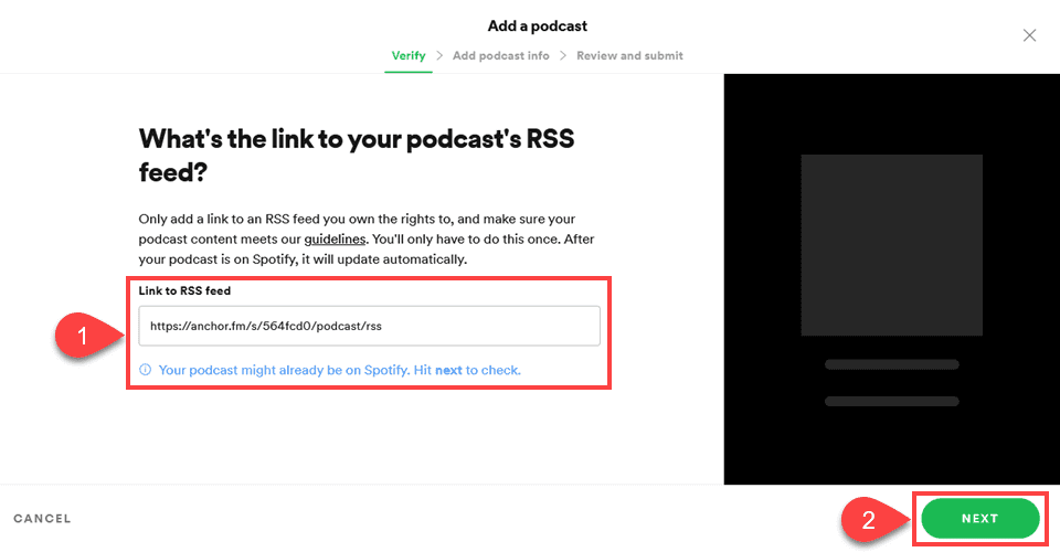 submit rss feed to spotify